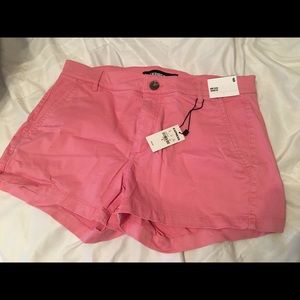 Express Mid-Rise Shorts in Pink